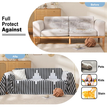 COHOLYTY Boho Couch Cover, Sofa Cover, Sofa Covers for 2 Cushion Couch, Washable Sectional Couch Covers for Dogs Pet Furniture Protector Couch Cover Blanket for Living Room (2# White, 71" x 118")