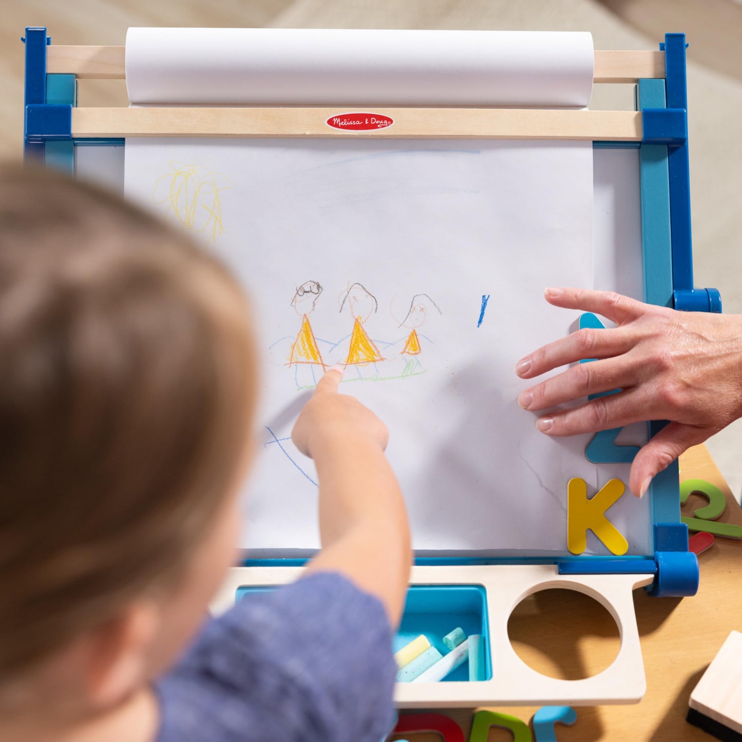 Melissa & Doug Magnetic Tabletop Easel, Deluxe Double-Sided Wooden Art Set with Chalkboard, Dry-Erase Board, Paper Roll Holder, Magnets & Art Supplies, Preschool Learning Toys for Kids Ages 3+