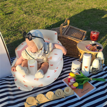 EKEPE Inflatable Baby Chair with Built in Air Pump, Sit me Up Floor Seat for Baby 3 Months & Up, Blow Up Baby Seats for Infants for Sitting Up - Bunny