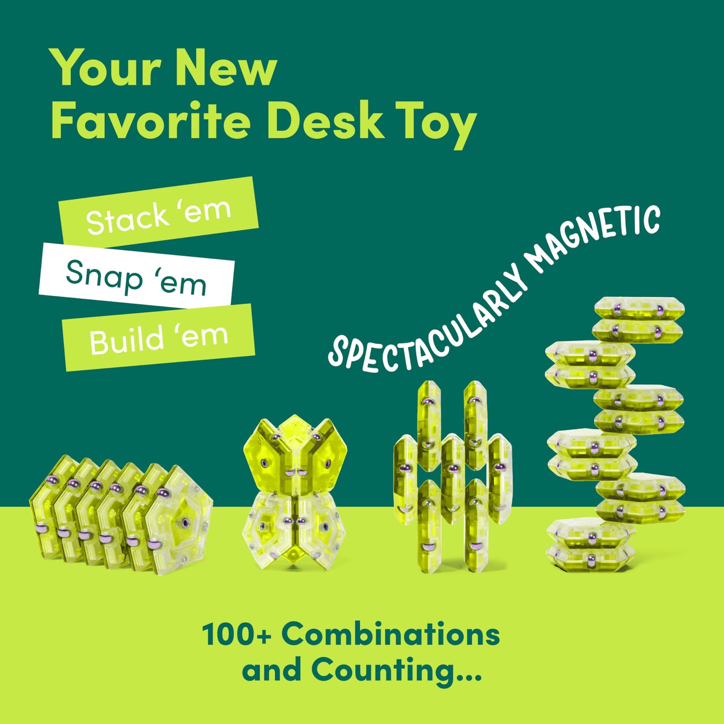 Speks Geode Magnetic Fidget Toy | Sensory Desk Toy for Adults & Teens 14+ | Stress Relief Gift | Sphere, Peridot