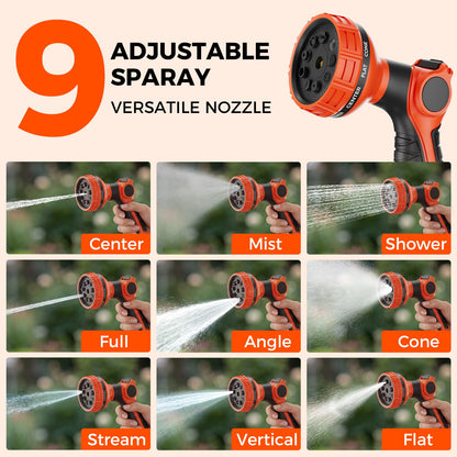 New Retractable Garden Hose Reel 1/2 inch x 85 ft 9 Pattern Nozzle Wall-Mounted Any Length Lock Automatic Slow Return 180° Swivel UV Resistant Heavy Duty Hose Reels for Outside