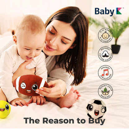 My First Sports Bag with 5 Plush Sports Balls - Rattle Ball with Sound - Sensory Toys for 1 Year Old - Toys for Toddler - Rattles Gift for 1 Year Old