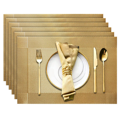 Trophable Placemats Set of 6, Table Placemats Heat Resistant Woven Placemats Washable PVC Place Mats Woven Vinyl Placemats Non-Slip Stain Resistant Kitchen Table Placemats Easy to Clean…