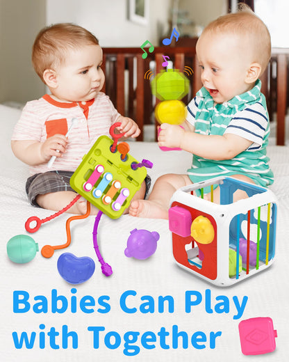 kecristv Montessori Toys for Toddler Girls Boys, Baby Sorter Learning Sensory Activity Cube, Toddler Girl Boy Easter Basket Stuffers Birthday Gifts, Baby Toys 18+ Months