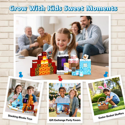 Hiwawind Magnetic Blocks Set, Ice Princess Castle & Lava Realm Fantasy World Building Toys, STEM Montessori Toys for 3 4 5 6 7 8 Year Old Boys Girls, Creative Birthday Gifts for Kids