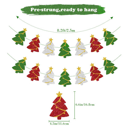 Tinbax Christmas Decorations - Christmas Tree Banner Garland for Xmas Hanging Decor(Pre-Strung)