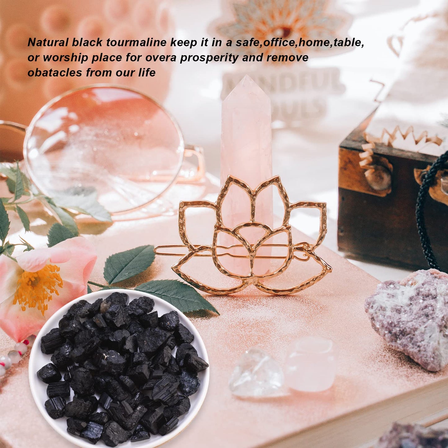 Apengshi Natural Black Tourmaline Raw Stone 0.97lb（440g） Bulk Rough Natural Reiki Energy Purification Negative Energy Healing Crystal Chakra Balance Spiritual Gift