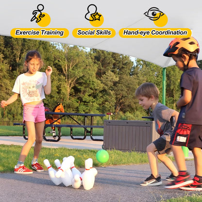Liberry Kids Bowling Set, 10 Plastic Toy Bowling Pins & 2 Balls, Toddler Indoor Outdoor Sports Games, Educational Birthday Gifts for Boys Girls Ages 2 3 4 5 (White)