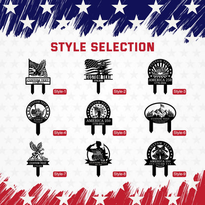 Bliver Personalized USA 250th Anniversary Metal Garden Stake Custom American Patriotic Yard Sign with Family Name Durable Weatherproof Decor for Lawn Memorial Display 10-28 Inch
