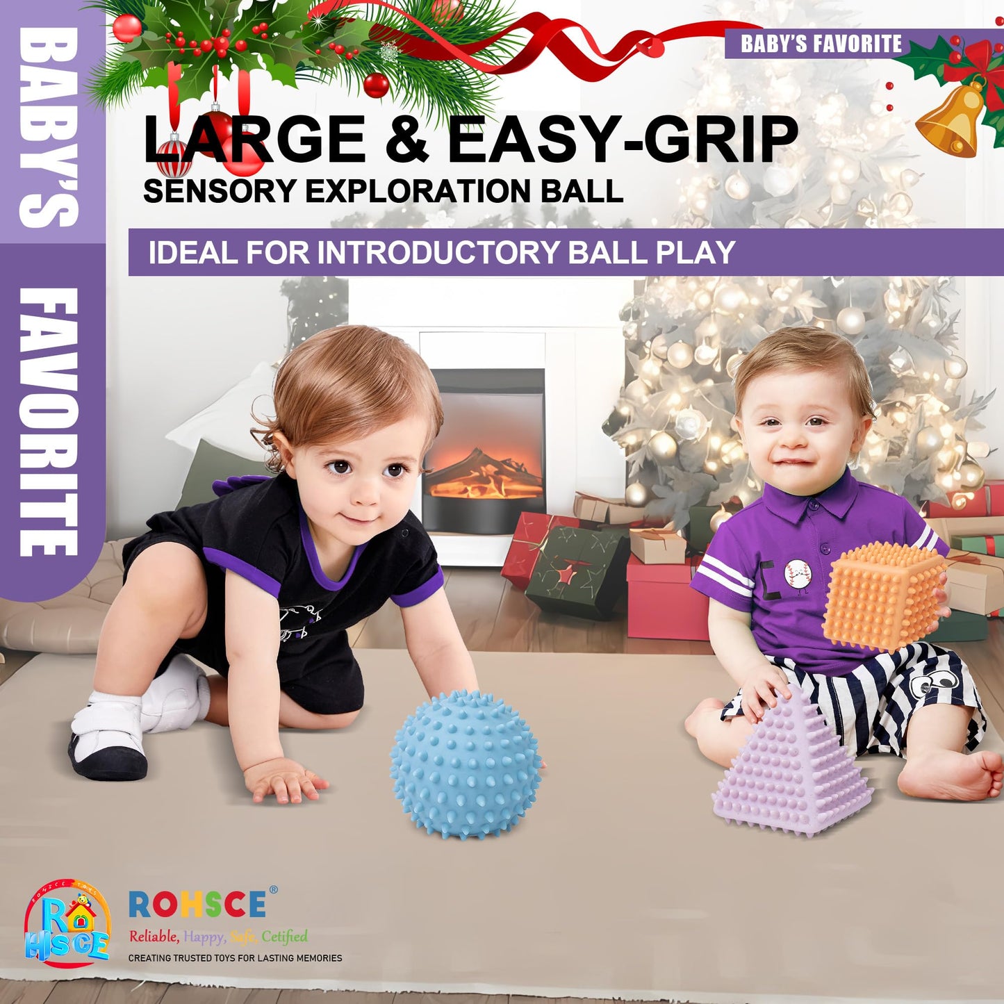 ROHSCE Baby Soft Blocks Building Block Toys 46Pcs,STEM Educational Toddler Gifts,Soft Spiky Sensory Balls - No Hole Wheat Straw Soft Toys for Toddlers