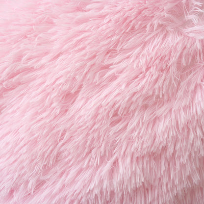 ANRODUO Pack of 2 Baby Pink Throw Pillow Covers Luxury Fluffy Pillows Faux Fur Decorative Pillows Plush Cushion Case Fuzzy Mongolian Merin Style for Bed Couch Sofa Living Room Summer Decor 20x20 Inch