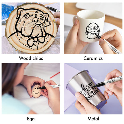 Shuttle Art Permanent Markers, 30 Pack Black Permanent Marker set, Fine Point, Works on Plastic, Wood, Stone, Metal and Glass for Doodling, Marking