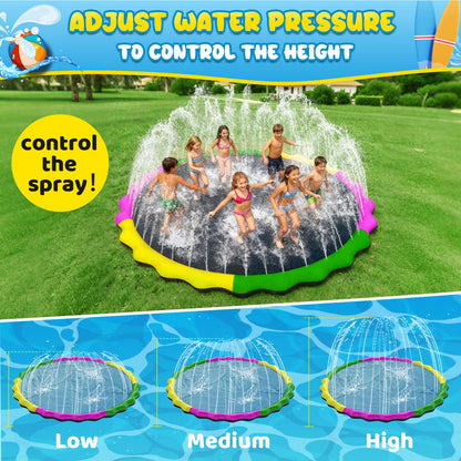Glowpoint 130” Extra Large Non-Slip Splash Pad for Kids & Dogs, 11FT Outdoor Water Sprinkler Pad, 0.5mm Thickened Tear-Resistant PVC, Kids Water Toy & Dog Pool for Backyard Family Fun