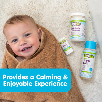 Boogie Spa Kit, Includes Boogie Kids Bath Salts, Eucalyptus, 15 oz (Pack of 1) Vapor Bath 10 Fl oz (Pack of 1) Chest Rub Stick 0.49 oz (Pack of 1)