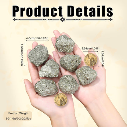 ZHIYUXI Pyrite Crystal Pyrite Stone Raw Crystals Natural Rocks Healing Crystals and Stones Gem Stones Rock Gemstone Reiki Meditation Luck Success 1.57-1.97