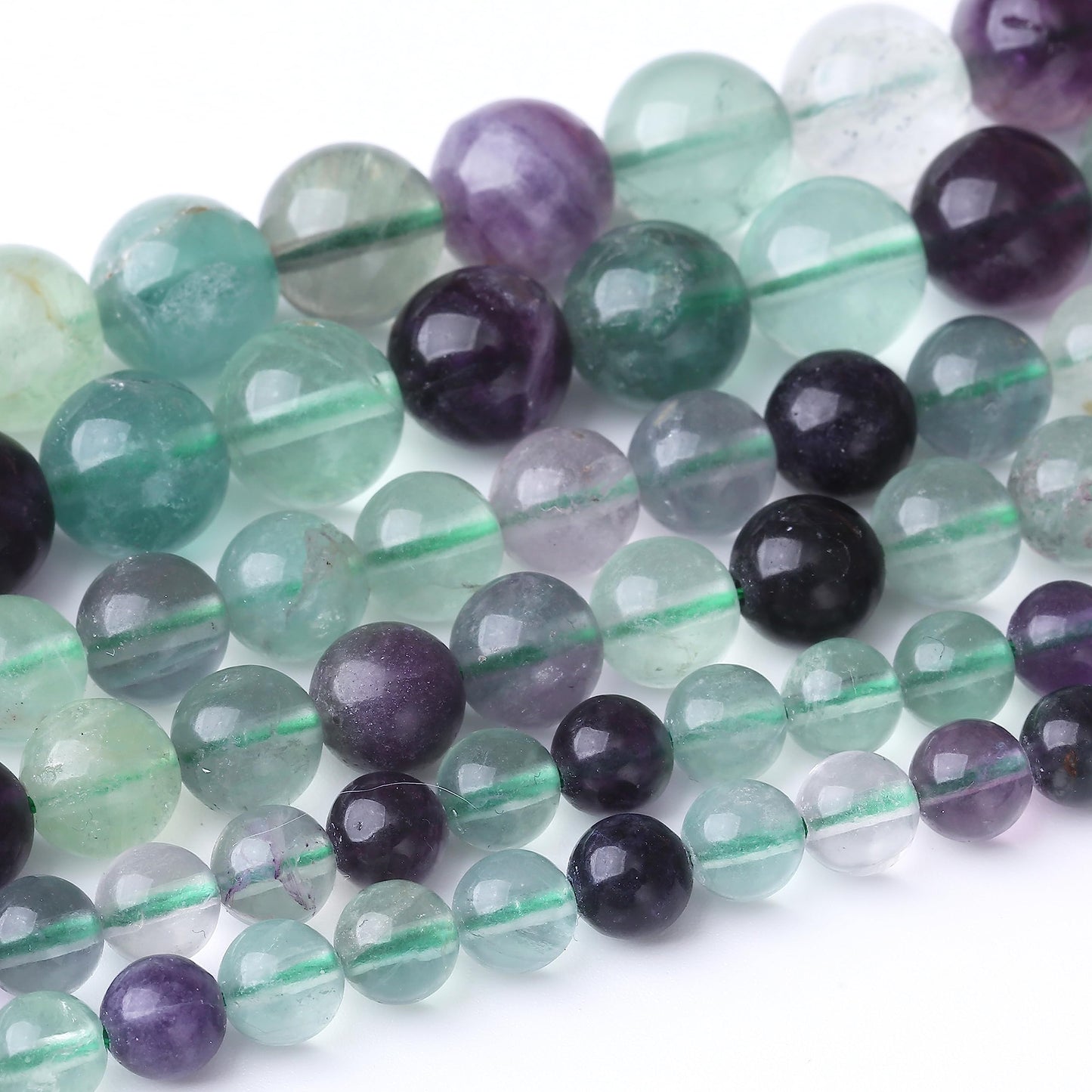 32PCS 12MM Natural Fluorite Stone Beads Energy Healing Beads for DIY Jewelry Bracelet Necklace Making for Jewelry Making15Inch