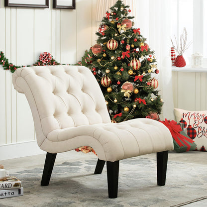 Yongqiang Accent Chair for Bedroom Living Room Chairs Tufted Upholstered Lounge Chair with Wood Legs Linen Fabric