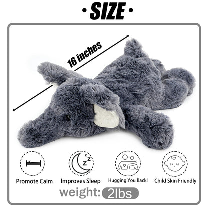 YOUBLEK 16" | 2 Pounds Gray Elephant Weighted Stuffed Animals,Sensory Comfort Plush Throw Pillow Toy,Kawaii Plushies Hugging Toy Gifts for Kids & Adults (Elephant, 16 inch 2 Pounds)