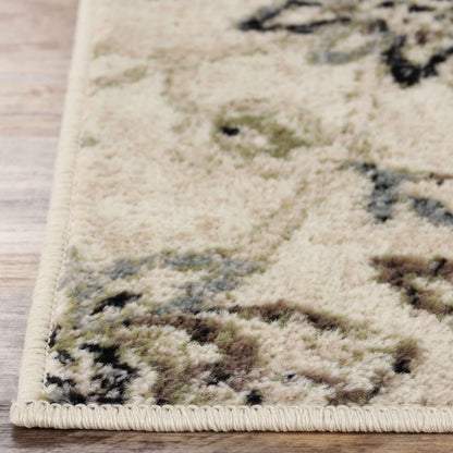 Superior Indoor Large Area Rug for Hallways, Entry, Office, Living/Bedroom, Hardwood, Tile, Floor Cover, Plush Carpet Cover, Modern Farmhouse Floral Decor, Jacobean Collection, 2' x 3', Beige Brown