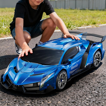Veeniix V991 Transform Remote Control Car, 1:10 Big Size, 2 Rechargeable Batteries for 70Min, 2.4GHz Gesture Sensing, One-Key Deformation, Robot Toys Gifts for Boys and Girls (Blue)