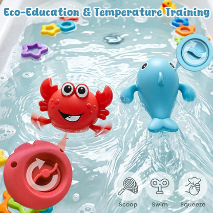 Shindel 16 PCS Baby Bath Toys, Floating Pool Toys for Kids Toddler Boys Girls