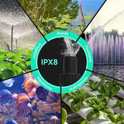 1587 GPH Submersible Water Pump, 55W Pond Pump with 16.5FT. Lift Height for Koi Pond Pool, Waterfall, Fish Tank, Aquarium, Statuary, Hydroponic, Ultra Quiet, Barrier Bag & 16.5FT Power Cord