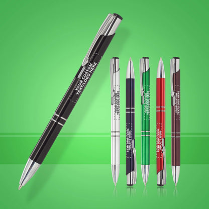 DISCOUNT PROMOS Personalized Retractable Plastic Ballpoint Pens - 100 pack - Plastic Pens - Customizable Text, Logo - Black