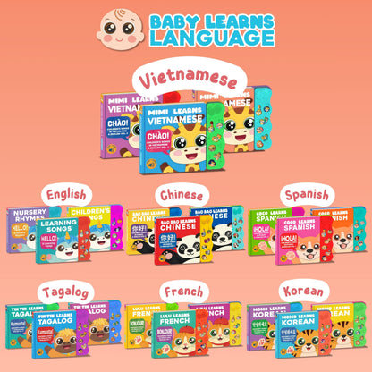 Mimi Learns Vietnamese Vol. 2 — Interactive Sound Board Book for Toddlers 1-3, Bilingual English & Vietnamese Songs & Music, Talking Musical Learning Toy and Gift for Babies & Kids