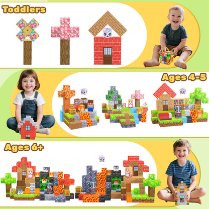 LionFuny Magnetic Blocks, 300Pcs Magnetic Building Blocks Sets, STEM Montessori Stacking Sensory Education Magnet Toys for Kids Toddlers Boys Girls Ages 3 4 5 6 7 8-12 Birthday Gifts, 1" Large Size