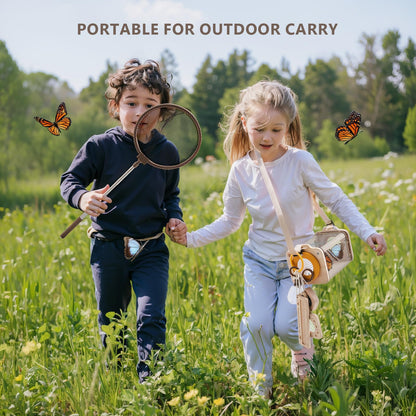Montessori Wooden Bug Catcher Kit for Kids - 8-in-1 Outdoor Explorer Set with Habitat, Net & Magnifying Glass STEM Learning Toys for Ages 3-8 Nature Gift for Boys & Girls