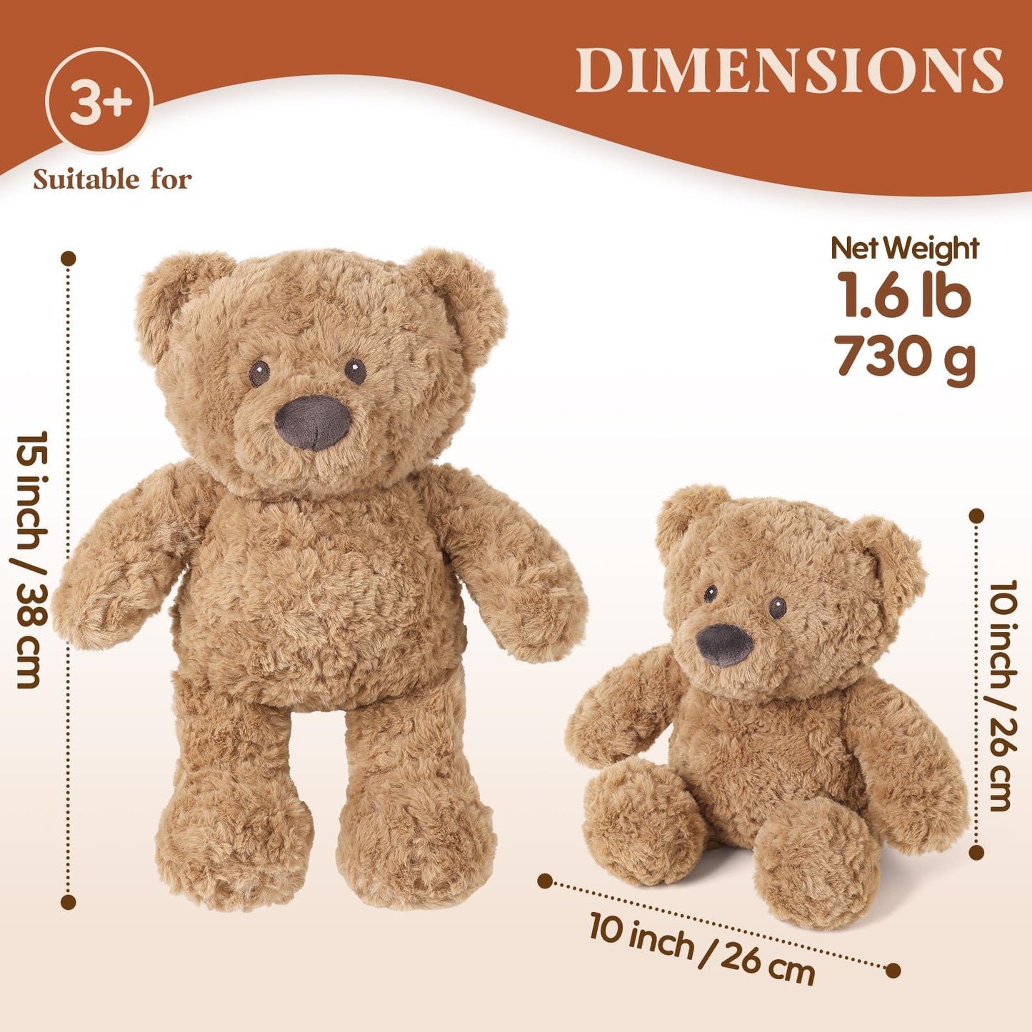 Teddy Bear Stuffed Animals, Microwavable & Weighted Stuffed Animal, Brown Curly Plush for Warmth & Comfort, Heatable Coolable Lavender Scent Toy, Cute Soft Plushies Gift for Children Boys Girls Adult