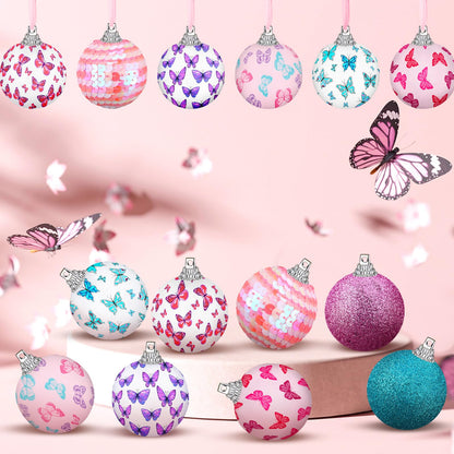 Zeyune 16 Pcs 1.97 Inch Spring Tree Ornaments Summer Butterfly Decorations for Small Tree Hanging Seasonal Holiday Balls Ornaments
