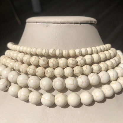 Yochus 60pcs White Turquoises Beads，6mm Healing Power Natural Stone Round Loose Beads for Jewelry Making Earring Necklace DIY Crafts