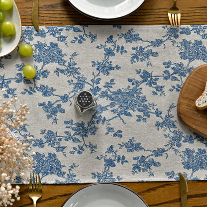 Artoid Mode Monochrome Sketch Branch Toile Textures Chinoiserie Cotton Dark Grey Table Runner, Seasonal Spring Summer Kitchen Dining Table Decoration for Home Party Decor 13x48 Inch