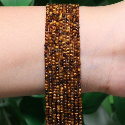 Songxi 180pcs 2mm Yellow Tiger Eye Natural Round Stone Beads for Jewelry Making, Smooth Loose Small Gemstone Beads for Bracelets Necklace, Chakra Stones with Energy Power