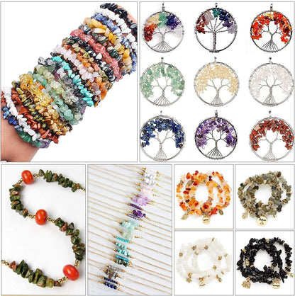 500 pcs Natural Chip Stone Beads, Hot Multicolor 5-8 mm Irregular Gemstones Healing Crystal Loose Rocks Bead Hole Drilled for Jewelry Making Bracelet