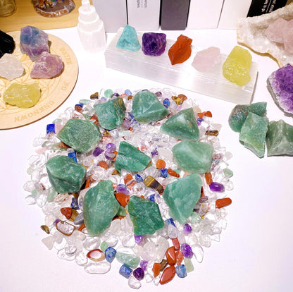 QINJIEJIE 0.9Lbs Green Aventurine Raw Crystals Natural Rough Stones Bulk Large 1" Rocks Reiki Gemstones Garden Fountain Decorative Rocks for Tumbling Cabbing Polishing Wire Wrapping Wicca