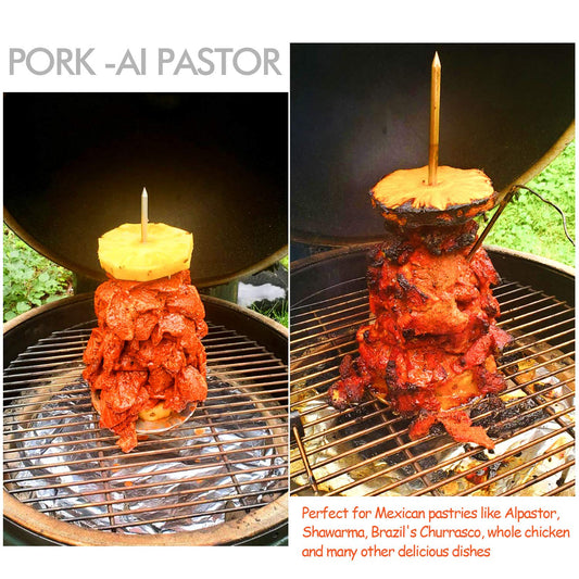 Vertical Skewer Grill - Stainless Removable Vertical Brazilian Barbecue Grilling Rack Meat Spit - Perfect for Steak, Whole Chickens, Whole Fish, Large Meat, 2Pack