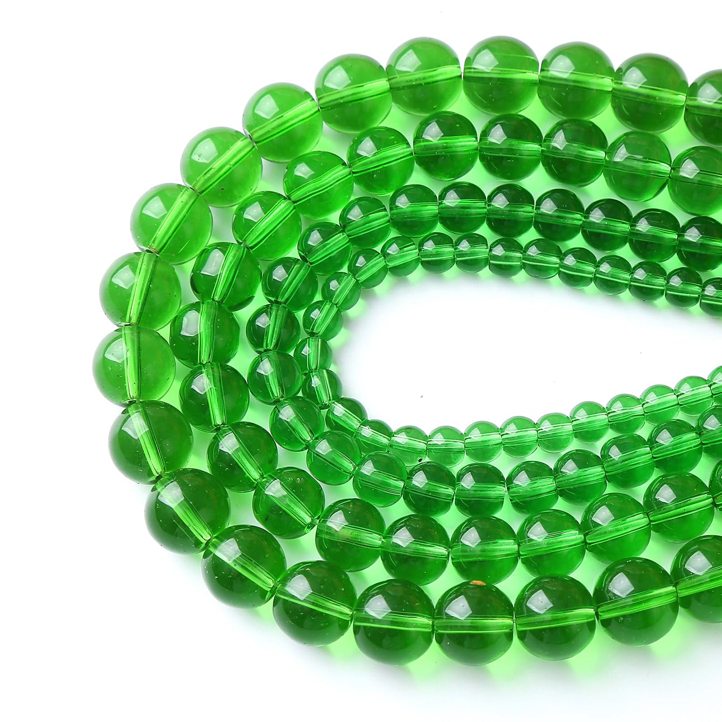 32pcs 12mm Smooth Green Crystal Glass Quartz Beads Round Loose Beads for Jewelry Making DIY Bracelet Necklace 15" Energy Healing Power Stone Beads(12mm, Green Crystal Glass)