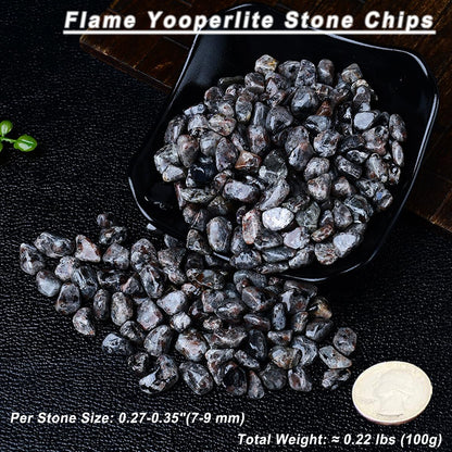 Erliway 100g Natural Flame Yooperlite Stone Crystal Chips, 7-9mm Tumbled Chips Crushed Crystal Stone, Polished Crystal Chip for Fish Tank, Healing Tumbled Chip for Reiki Jewelry Making Home Décor