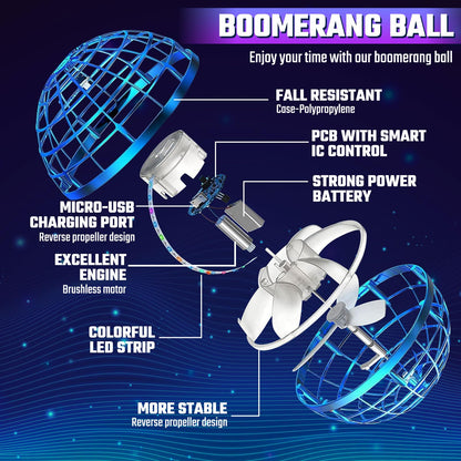 Sosuy 2026 Flying Orb Ball for Kids, Magical Hover Cosmic Boomerang Space Floating Mini Hand Rotating Drone Stocking Stuffer Xmas Toys for Boys Girls Teen Age 6 7 8 9 10+ Blue
