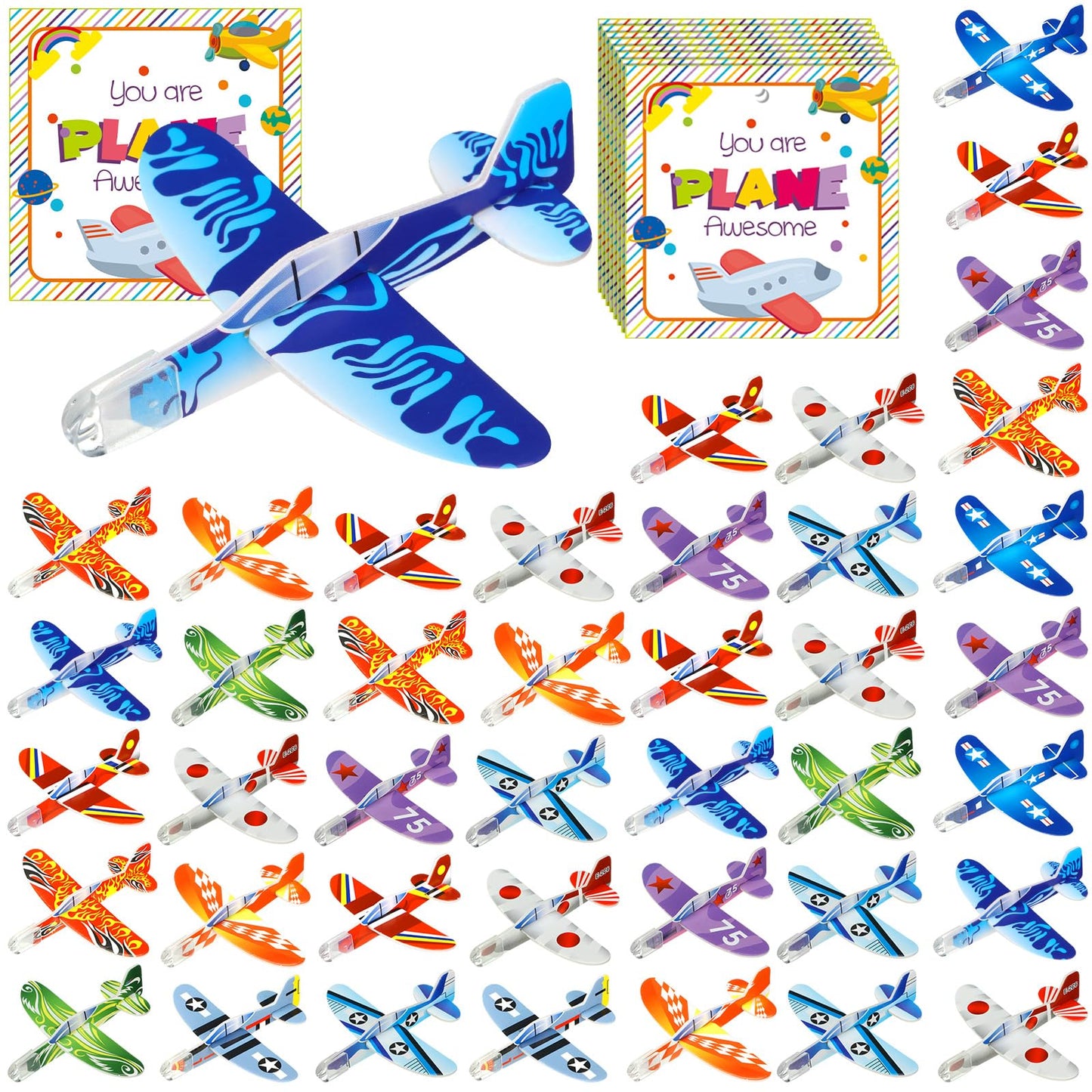ShinyRelief 48 Packs End of Year Student Gifts Foam Glider Planes Bulk Flying Airplanes Toys Airplanes Party Favors School Year Gifts for Kindergarten Students Graduation Kids Birthday Party