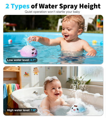Pircaath Baby Bath Toy Sprinkler with Thermometer, Temp Alarm & Backlit Display, BPA-Free | CPC Certified for Safety, Light Up Whale Bath Toy for Kids Ages 1-3, Bathtub Water Toys for Toddler, Newborn