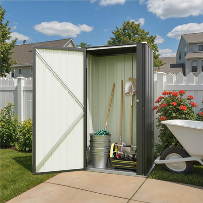 Patiowell 22 Cuft Outdoor Storage Cabinet, Metal Storage Shed with Lockable Door, Indoor Outdoor Vertical Waterproof Tool Shed Without Adjustable Shelves for Patio Garden Backyard, Black