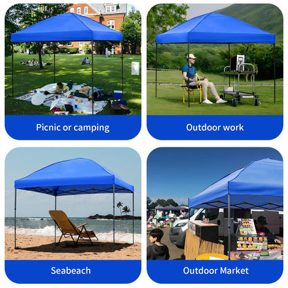 10x10 Pop Up Canopy Tent with 2 Sidewalls, Easy Up Canopy Outdoor Party Sun Shade Tent Portable Gazebo for Beach Camping Events with Carry Bag and 4 Sand Bags