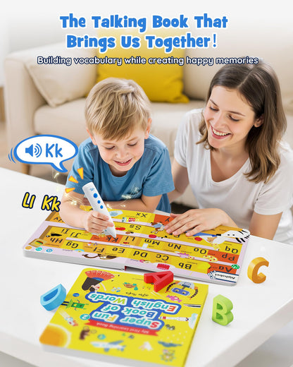 Musical Word Talking Pen Book Set, Interactive Audio Sound Books, Learning Education Toys, Early Educational Autism Therapy Birthdays for Toddlers Kids 1 2 3 4 5