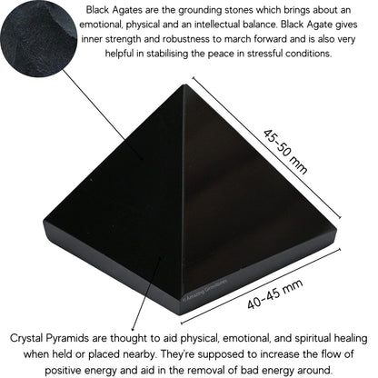 Amazing Gemstone Black Agate Pyramid Crystal Healing Stones - 2" Great Pyramid Figurine of Natural Stone Pyramid for Meditation, Reiki, Chakra Balancing and Crystal Pyramids Grid