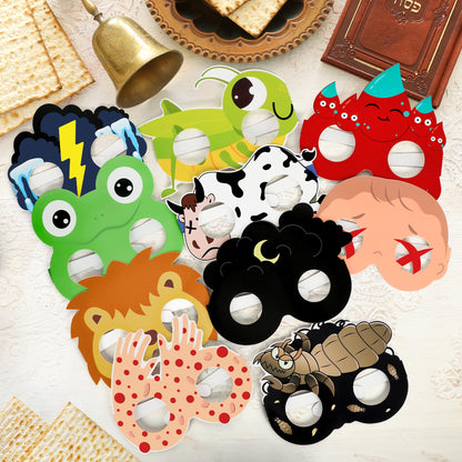 Melisheer 20 PCS Passover Decorations, Passover Paper Eyeglasses, Ten Plagues Props Set, Pesach Decorations Jewish Holiday Party Favors for Pesach Seder Supplies Costume Dress up Accessories