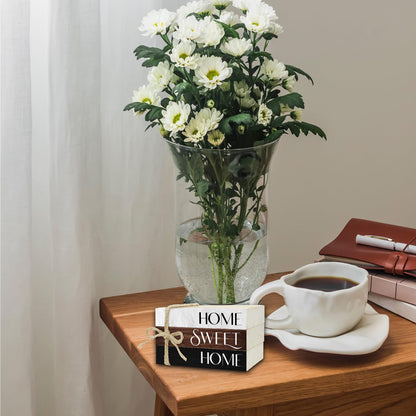 Ycyfckdr Mini Decorative Books for Home Decor, Rustic Wood Stack for Table, Home Sweet Decor Books for Living Room Shelf, Farmhouse Stacked Book Gift (L10)