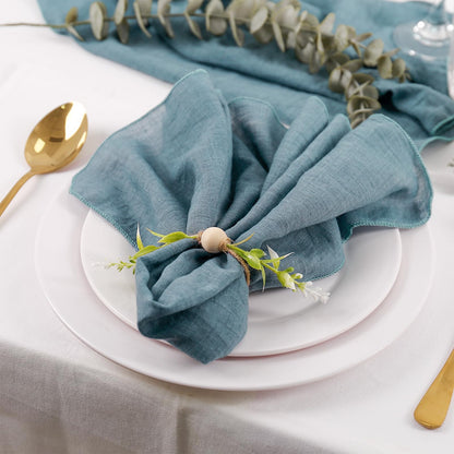 Getfitsoo Handmade Farmhouse Napkin Rings Set of 8, Eucalyptus Napkin Rings with Wooden Bead Greenery Leaves Rustic Napkins Holder for Easter Banquet Celebration, Wedding Parties Dinner Table Decor